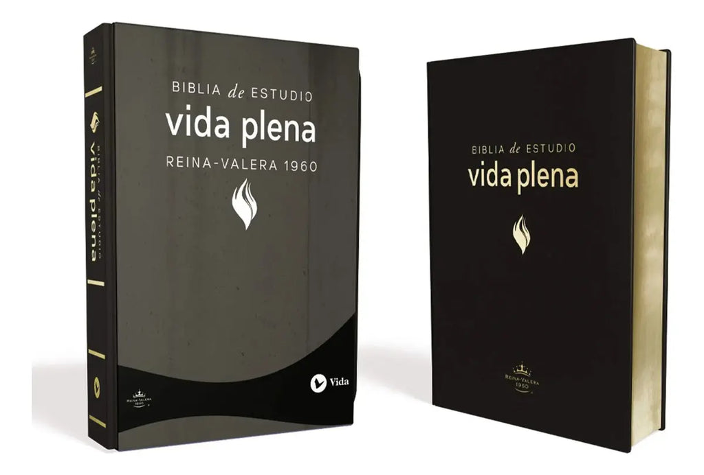 Biblia de Estudio Vida Plena Negra -  Reina Valera 1960 Imitación Piel